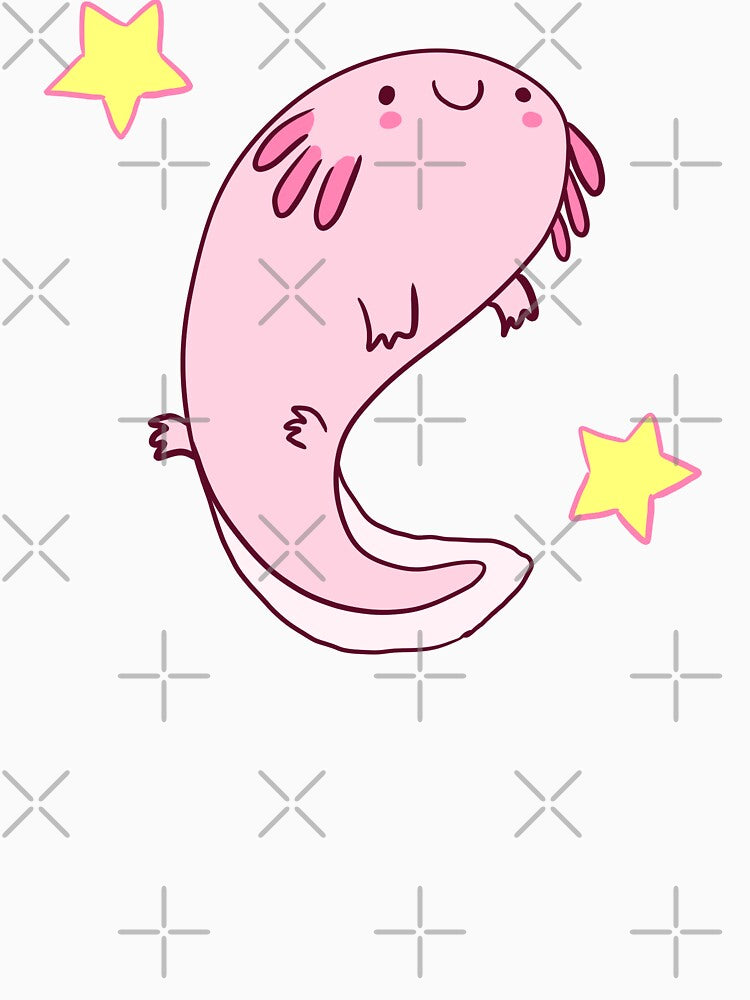 Funny axolotl with stars by Mayarart
