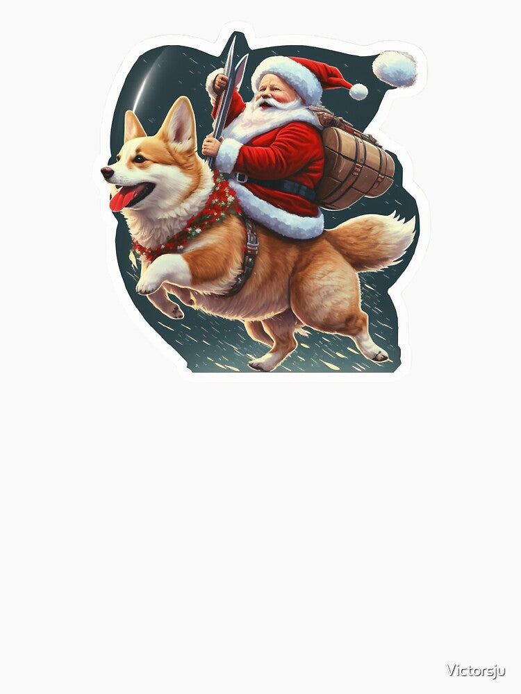 Christmas corgi and Santa Claus sticker by Victorsju