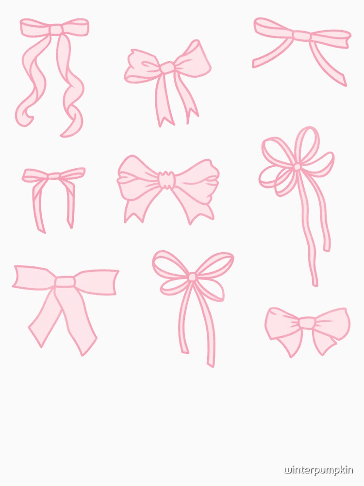 Nine pretty pink bow illustrations by winterpumpkin
