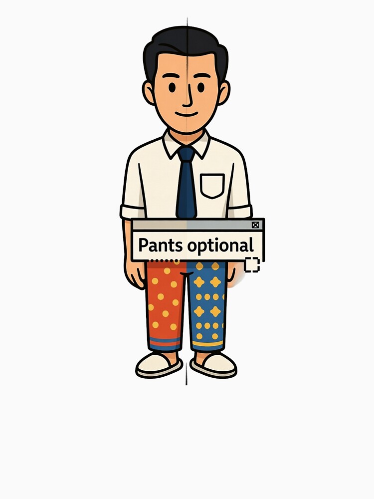 Funny WFH Pants Optional Sticker - Business Top Pajama Bottom Humor by ZYNORAworld