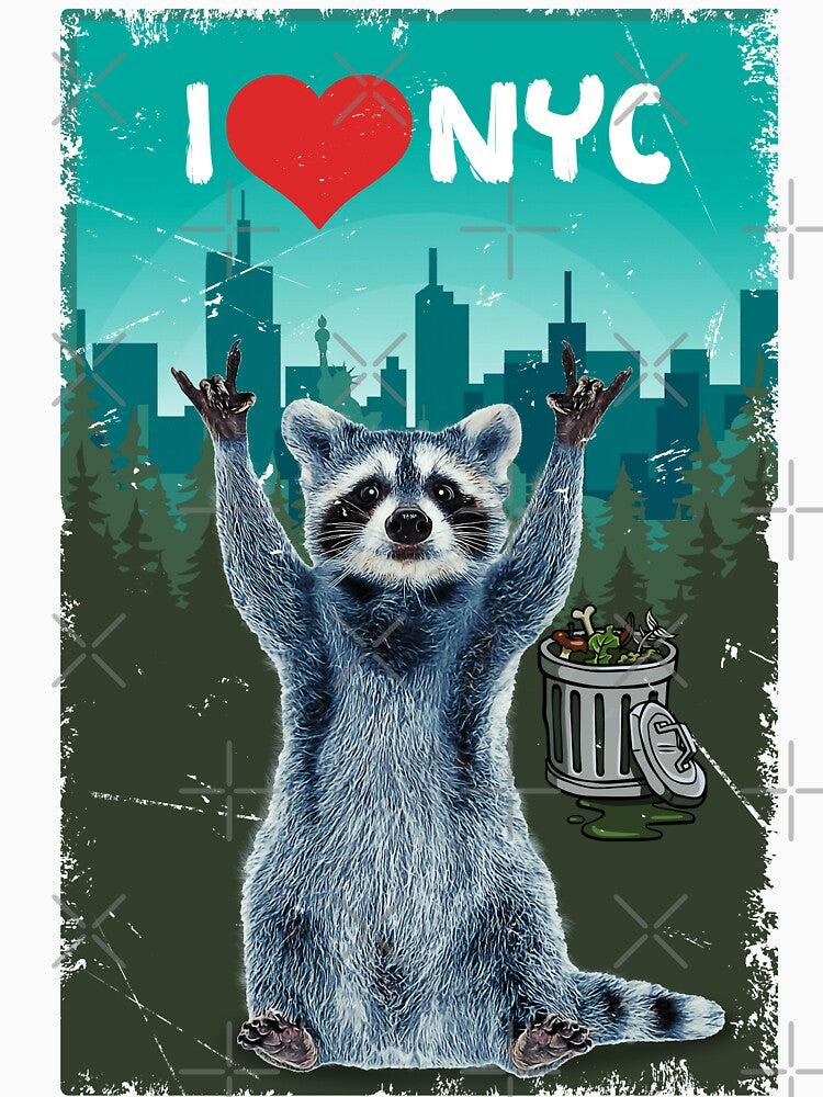 Raccoon Rock and Roll  I love nyc by TeeARTHY