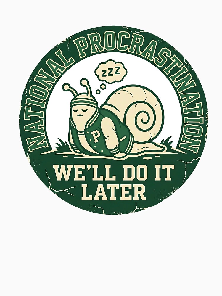 National Procrastination We'll Do It Later Funny Snail Badge by DigitalAnnaBanana