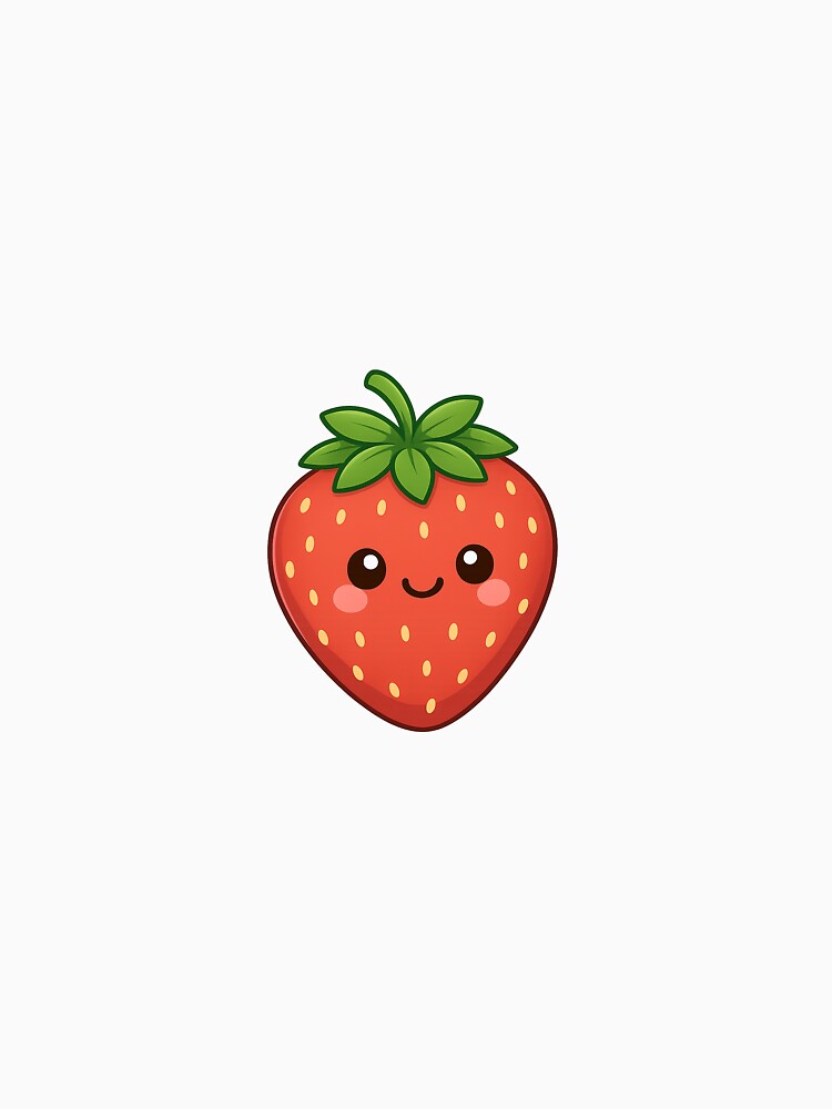 Kawaii Smiling Strawberry | Cute Fruit Illustration | Aesthetic Clipart & Stickers by MakeMemoryStore