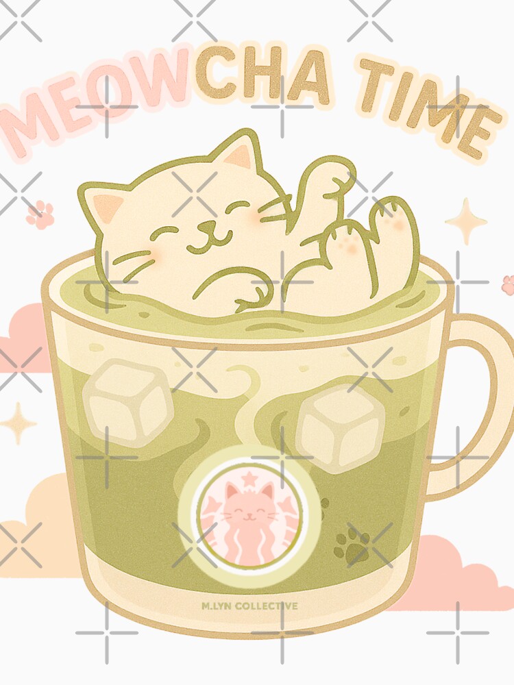 Meowcha Time – Dreamy Relaxing Cat in Iced Matcha by MLynCollective