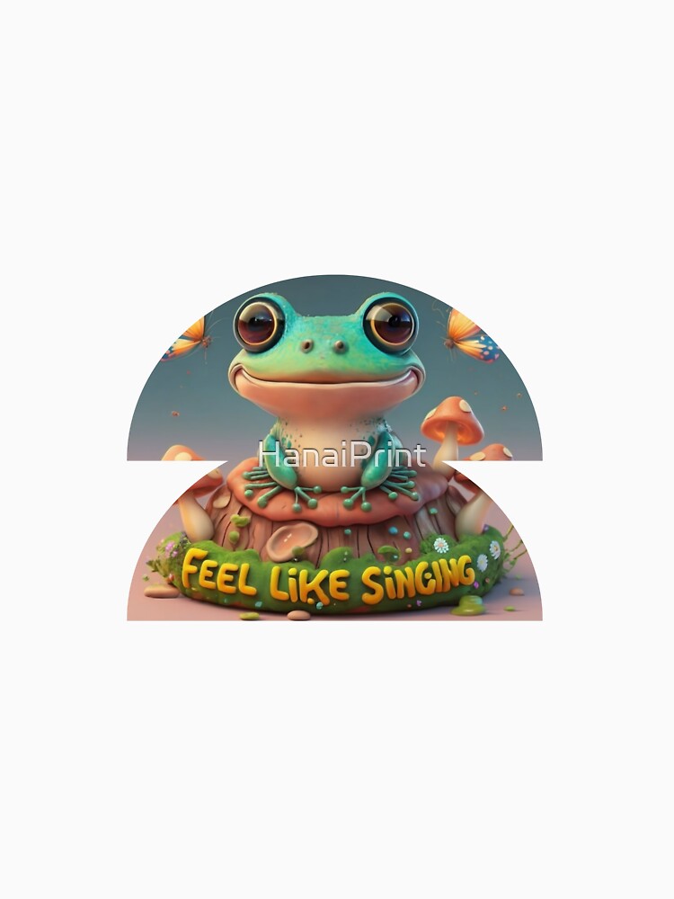 Frog on Mushroom - Feel Like Singing by HanaiPrint