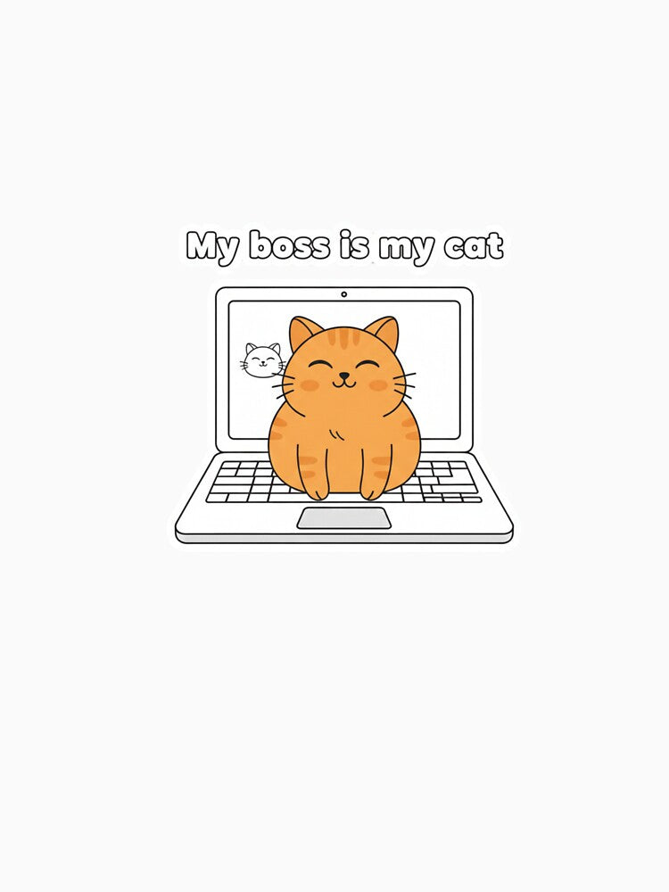 My Boss Is My Cat - Funny Remote Work Cat Lover Sticker by ZYNORAworld