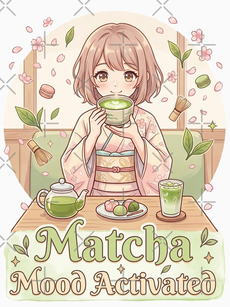 Cute Kawaii Anime Girl Drinking Matcha Tea Funny Japanese Cafe Aesthetic Gift For Otaku Fans by Im-Ara