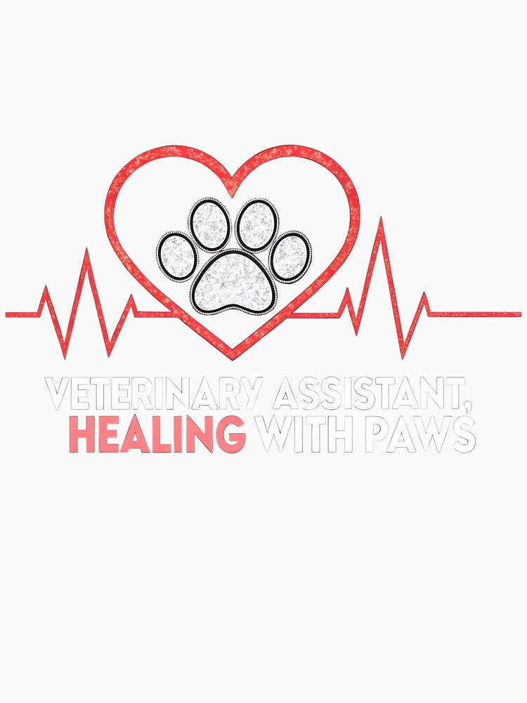 Veterinary Assistant Heartbeat Paw Print – Healing with Paws Vet Tech Design by VividOrganica