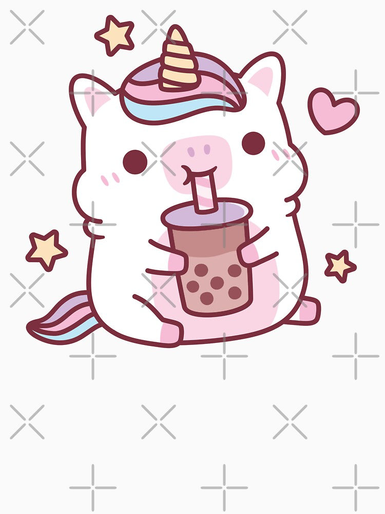 Cute Chubby Unicorn Love Boba Milk Tea by rustydoodle