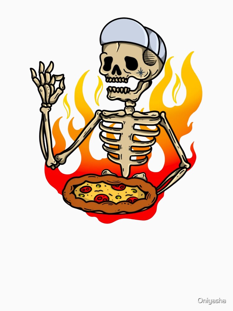 Skeleton Pizza Chef Funny Spicy Hot Slice by Oniyasha