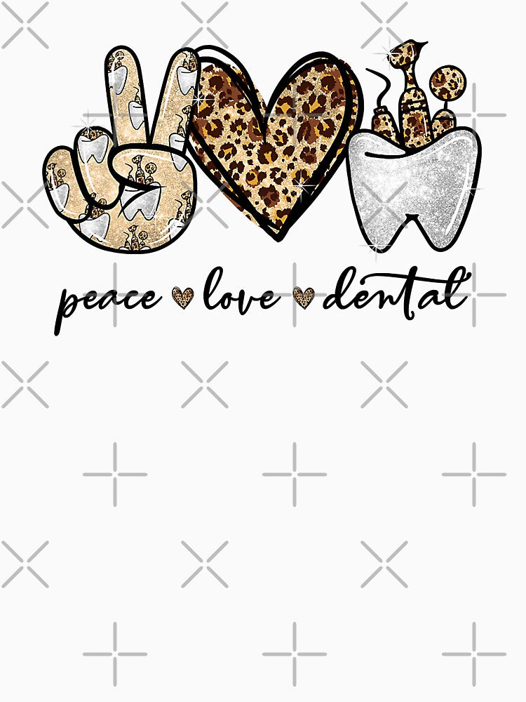 Peace Love Dental Leopard Heart Teeth Cute Dentist Gifts by NevaehRey