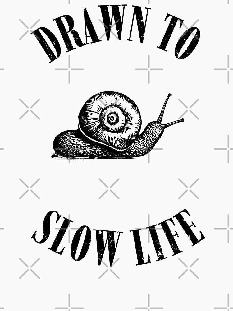 Drawn To Slow Life – Snail Slow Living Vintage Style by Inkwood Studio Designs