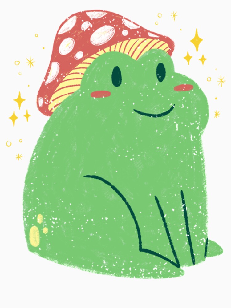 Cute Green Frog with Mushroom Hat by GatheringPlace