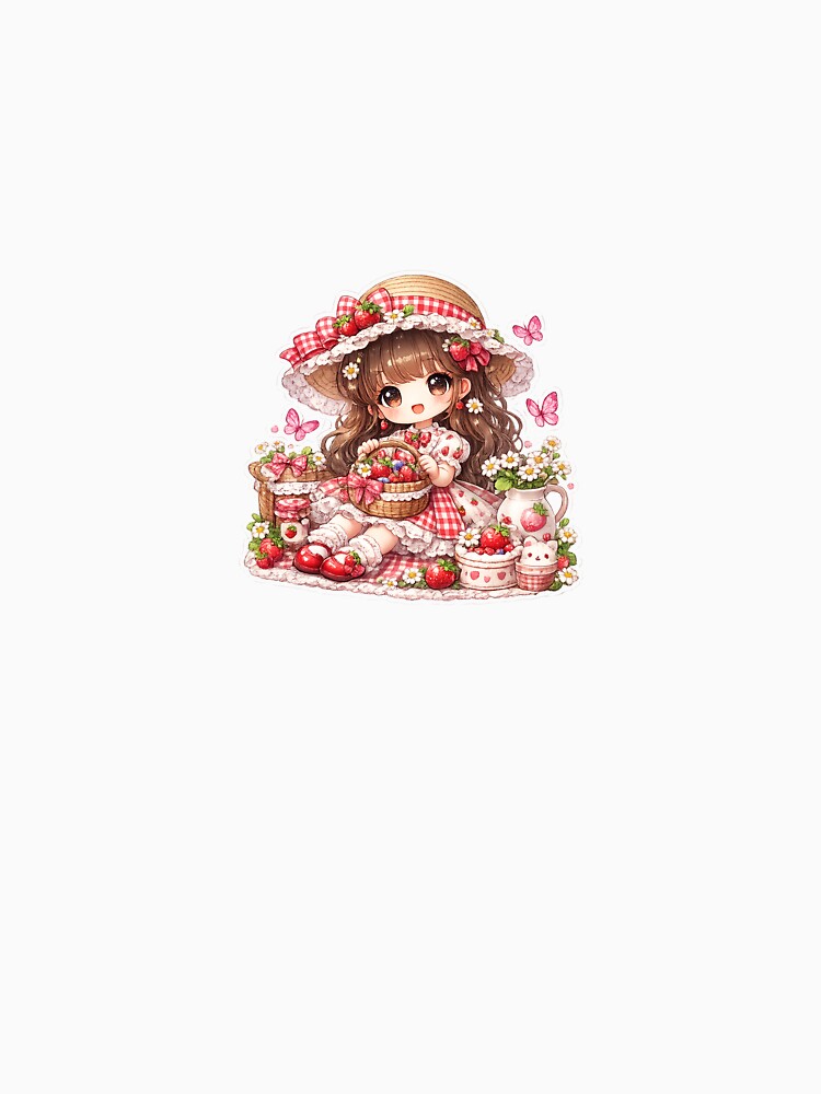 Cute Strawberry Picnic Doll Kawaii Sticker by blossomfun