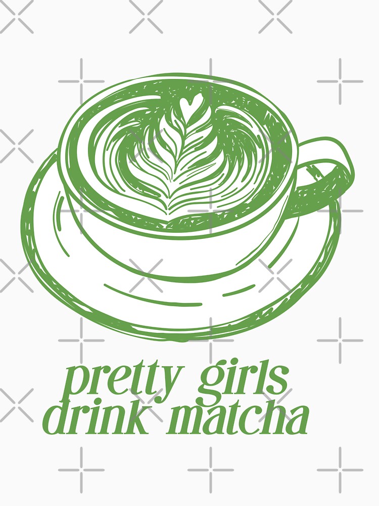 Pretty girls drink matcha. Matcha latte. by CoCoArt-Ua
