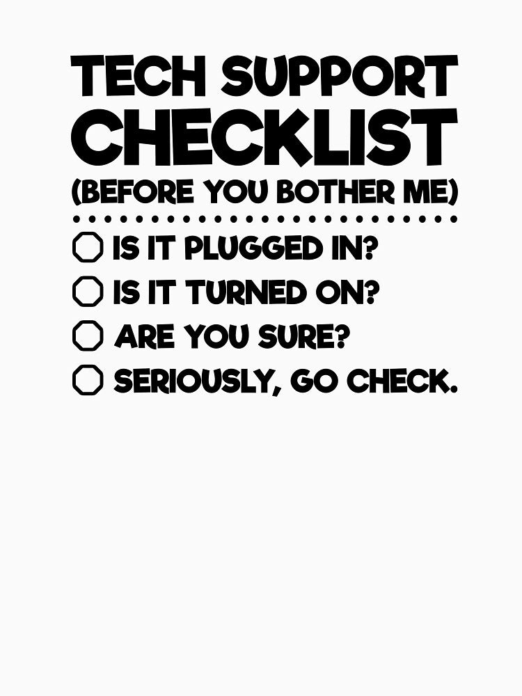 Tech Support Checklist by Vanover Designs