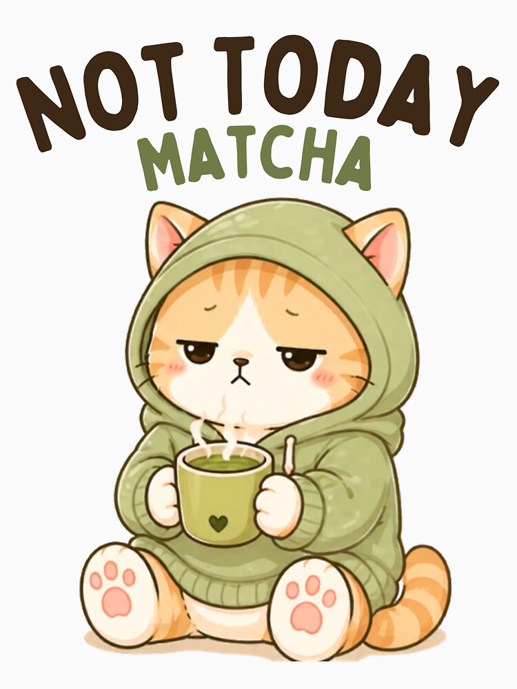 Not Today Matcha Cat | Cute Kawaii Aesthetic | Low Energy Mood Design by The Mood Index