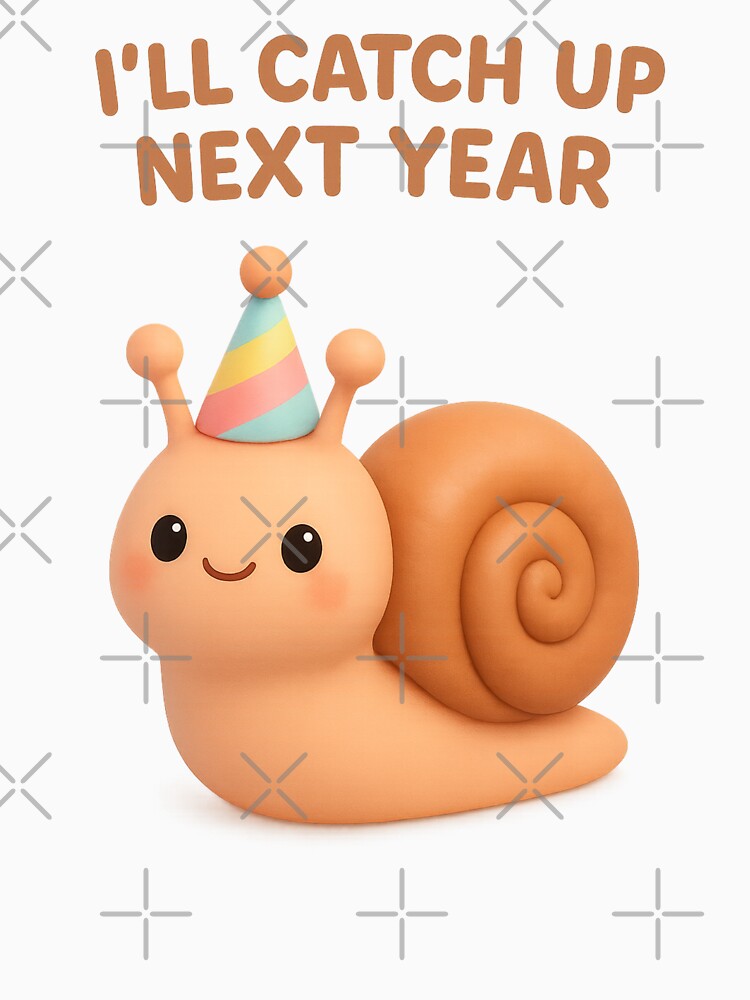 Cute Slow But Optimistic Snail Party Hat - I'll Catch Up Next Year | New Year Celebration by Moons Studio