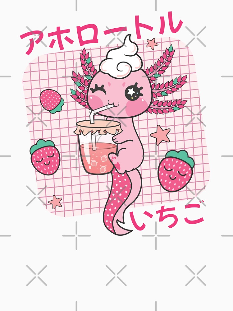 Axolotl Drinking Strawberry Smoothie - Pink Axolotl Colour In Japanese Manga Style by Abhishek Goldar