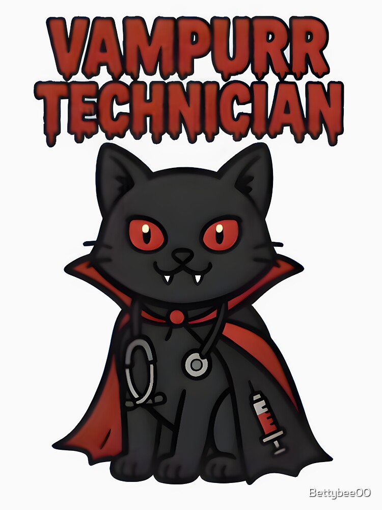 Vampurr Technician – Funny Vampire Cat Vet Tech Halloween by Bettybee00