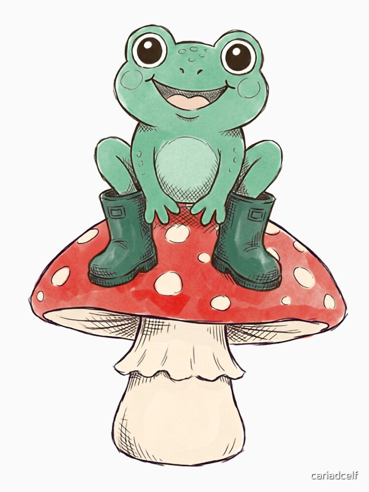 Cute Frog on a Toadstool by cariadcelf