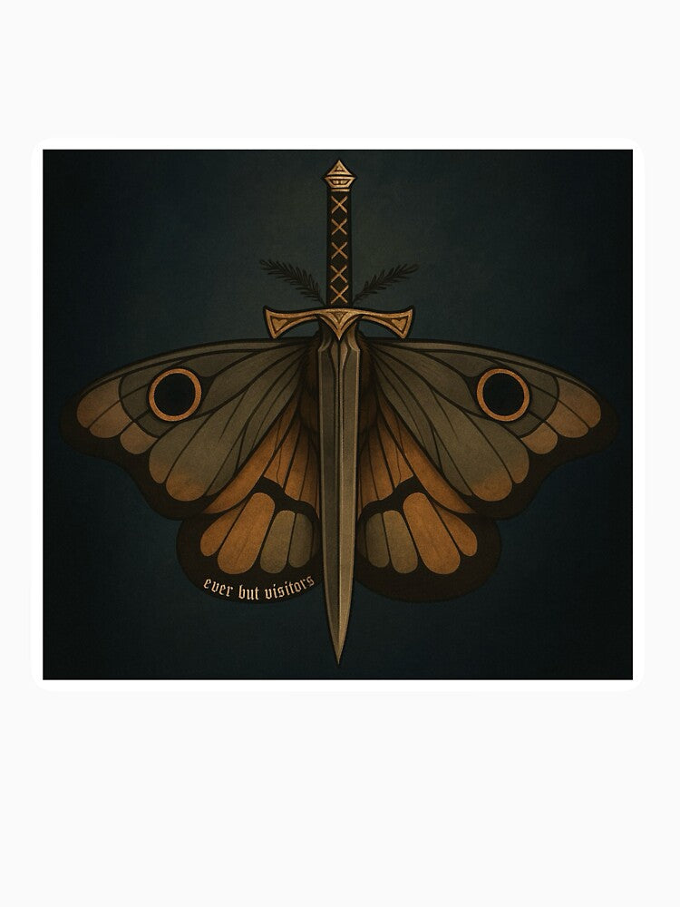 Ever But Visitors | Moth & Sword Sticker | The Knight and the Moth by enemies2stickers