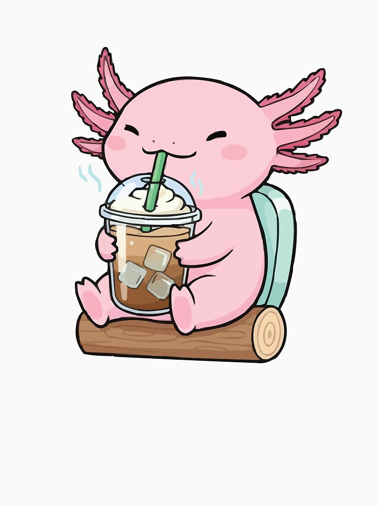 Lotl Coffee – Pink Axolotl Drinking Iced Coffee by Petzzz