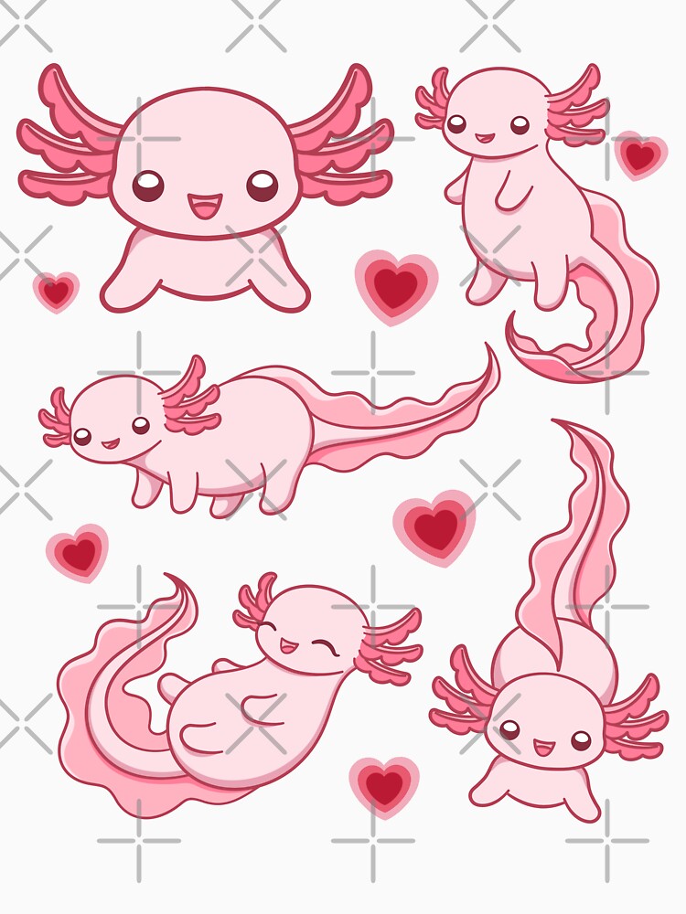 Cute Axolotl Cartoon Print by TeamManja