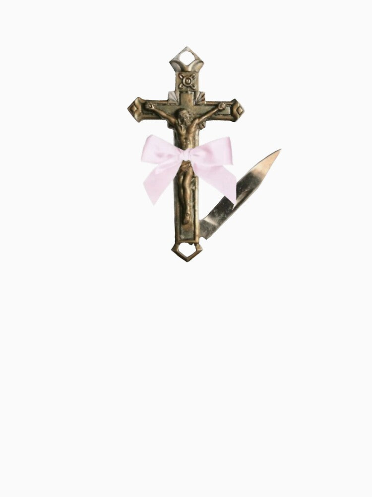 Cross with pink bow by Pixiedrop