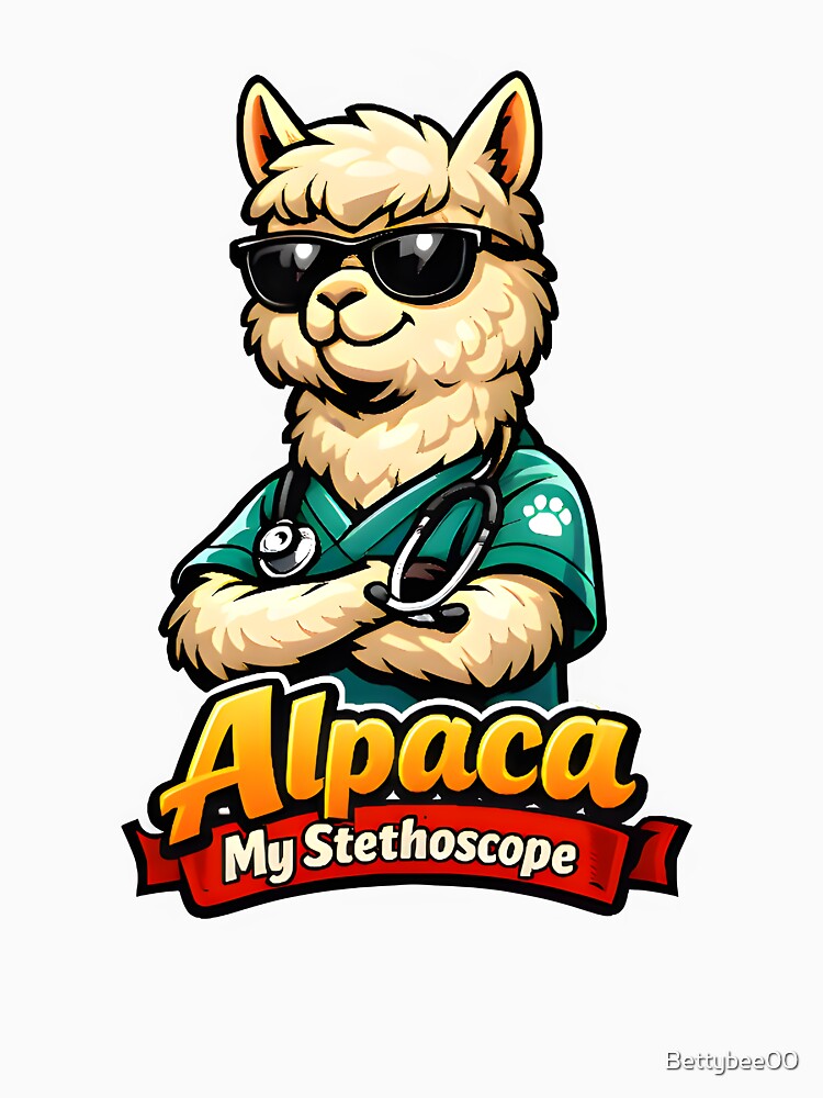 Alpaca My Stethoscope – Funny Alpaca Vet Illustration by Bettybee00