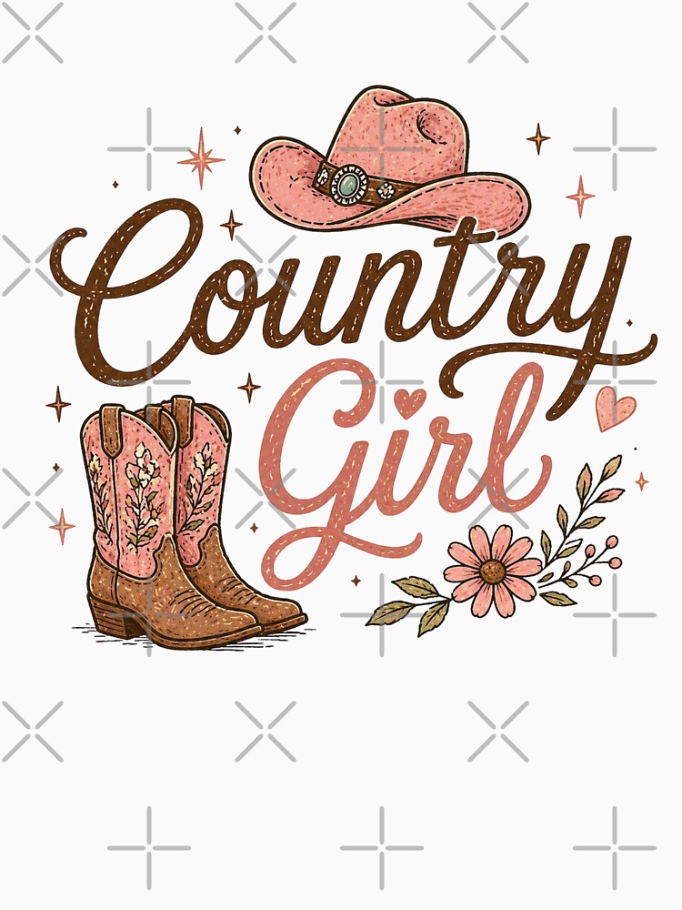Country Girl Cowgirl Hat and Boots by PamLeeDesign