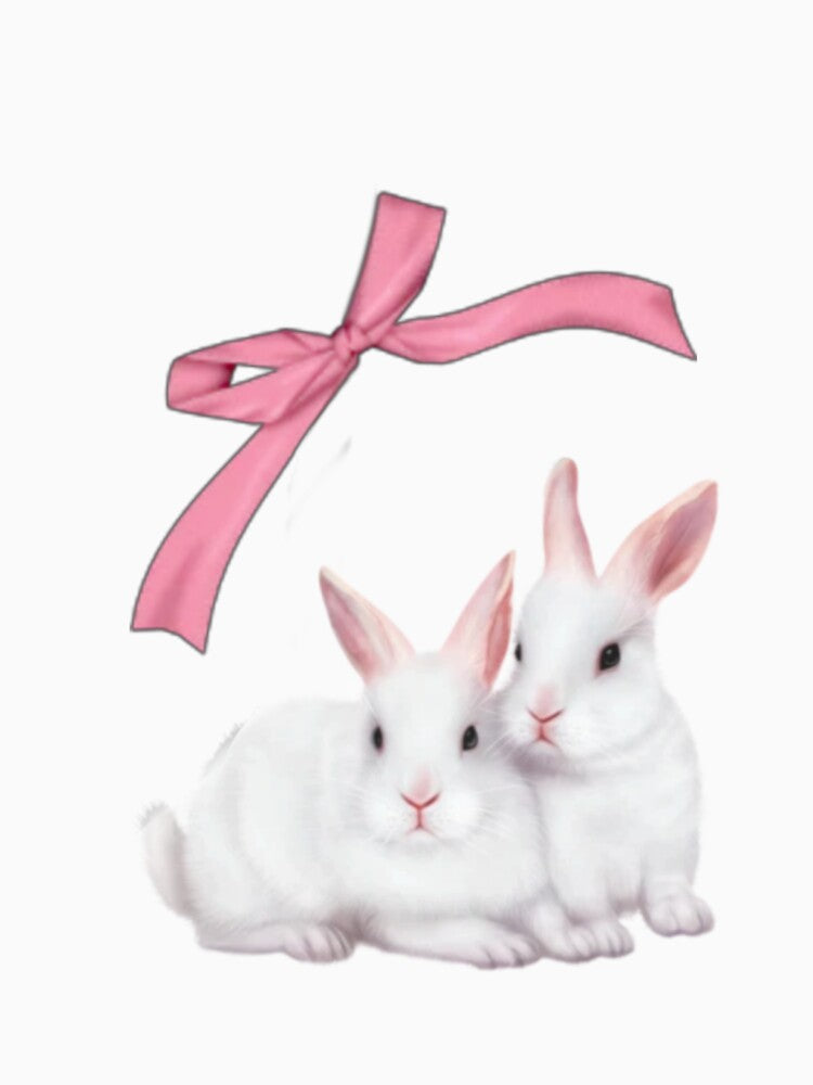 Bunnies with ribbon bow by Pixiedrop