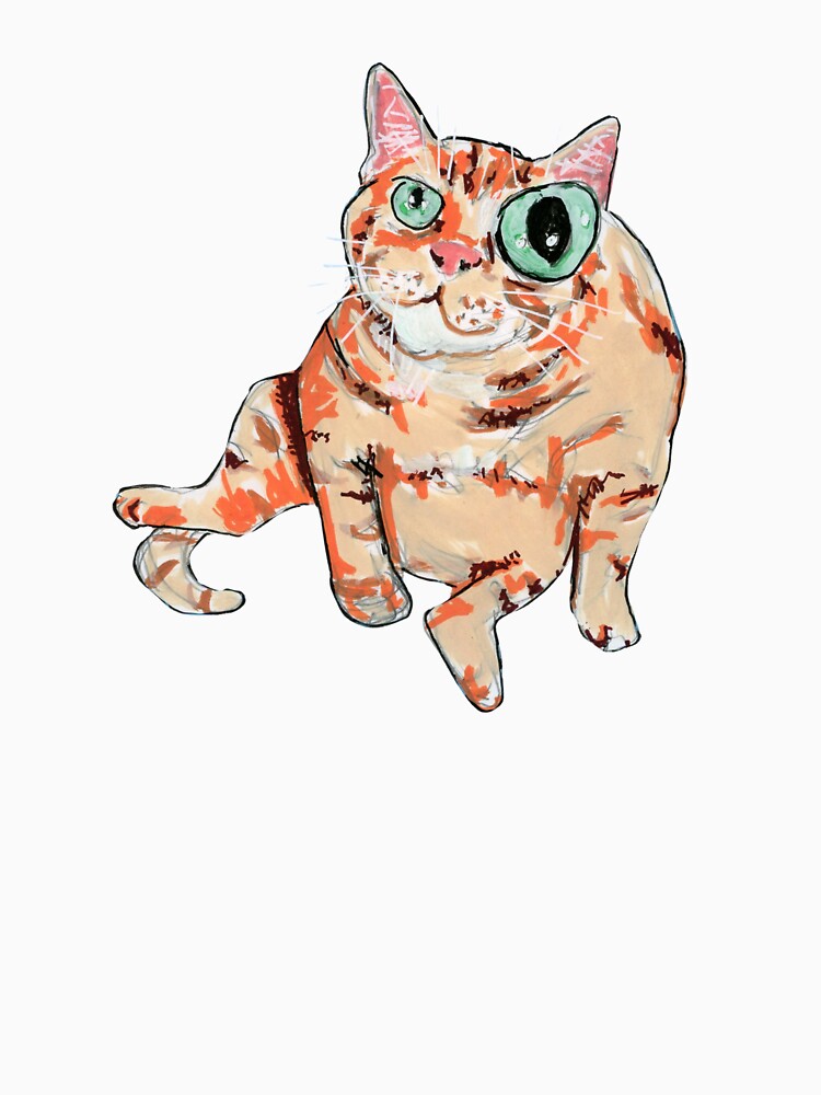 Chunky Abstract Cat – Hand-Painted Whimsical Feline Illustration by CarvingCoryArt