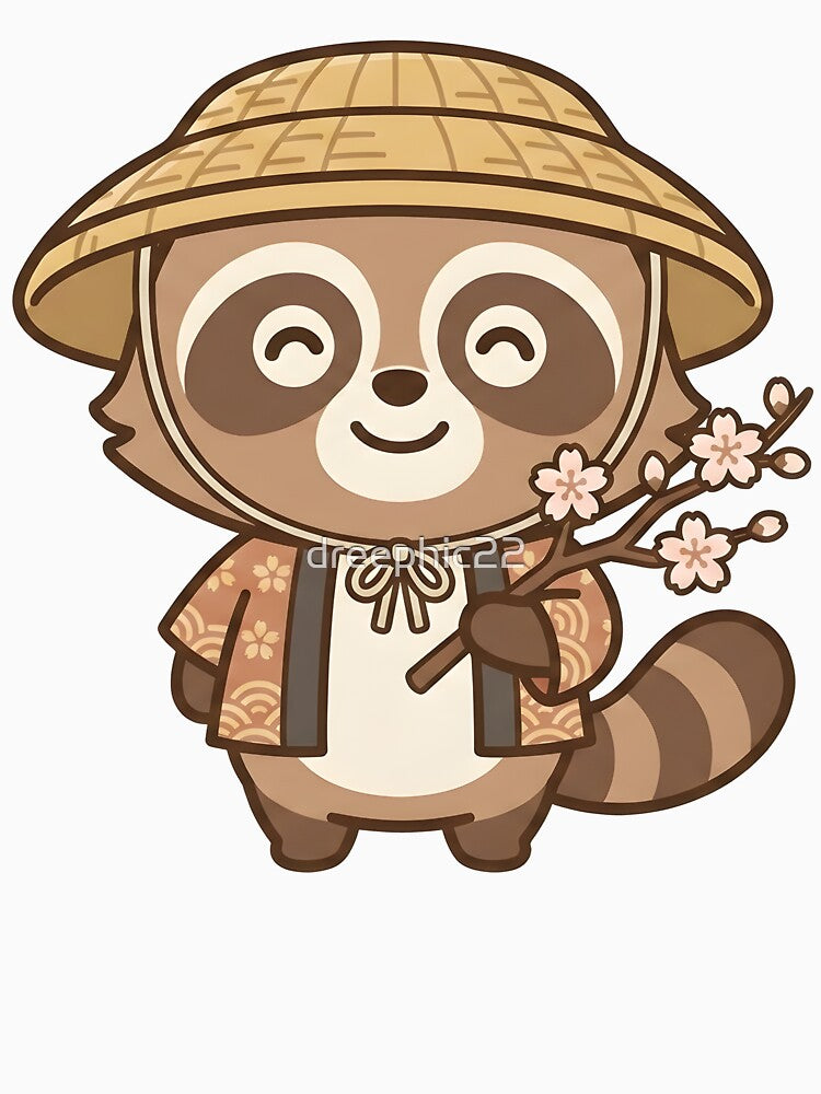 Kawaii Japanese Tanuki Cherry Blossom Picnic by dreephic22