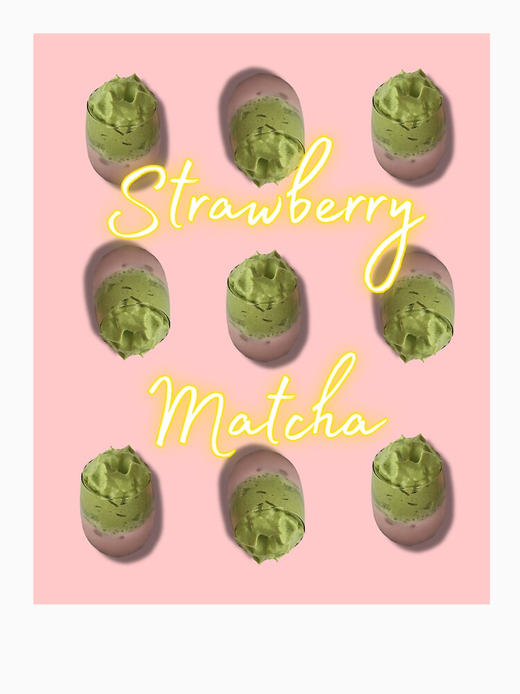 strawberry matcha aesthetic drink pattern design by Thetdesigns