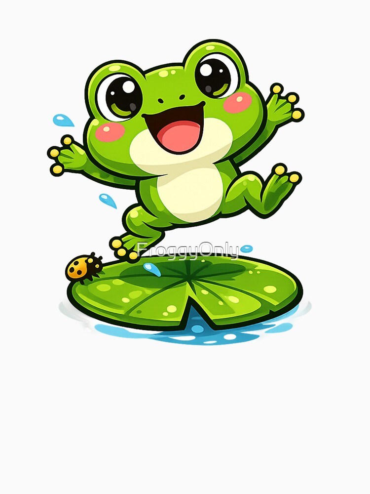 Happy frog on a water lily by FroggyOnly