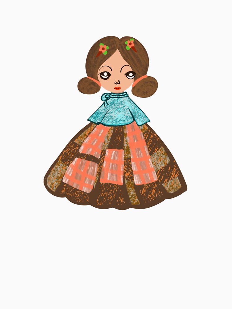 Whimsical Folk Doll in Plaid & Earth Tones by Thidagrafictic