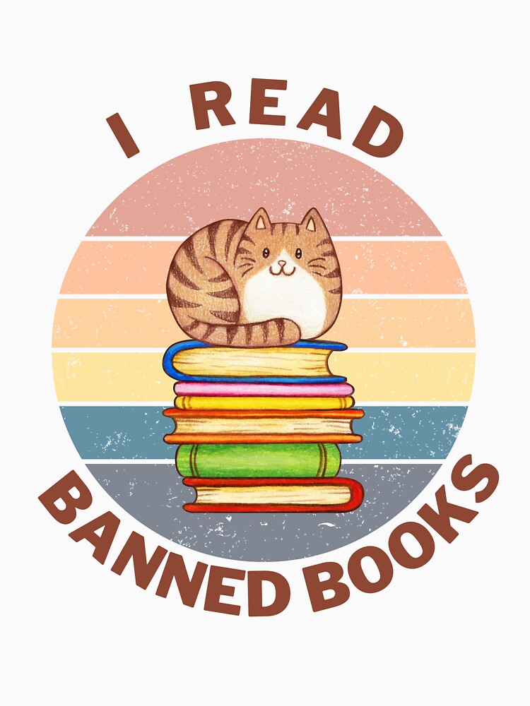 cat i read banned books by ApurwaArtShop