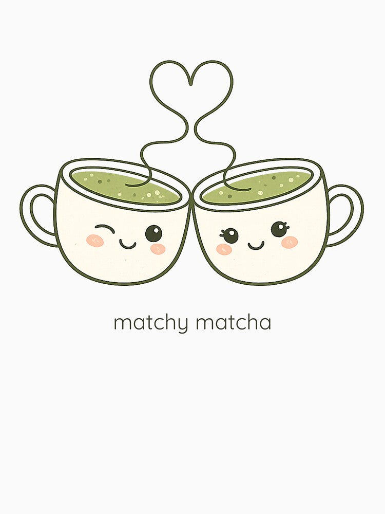 Matchy Matcha | Cute Kawaii Matcha Cups Line Art | Cozy Minimalist Matcha Lover Gift by RokaWorld