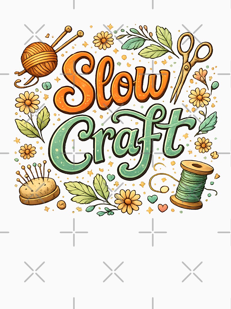 Slow Craft – Cozy Sewing & Knitting Illustration by blankTeeShirt