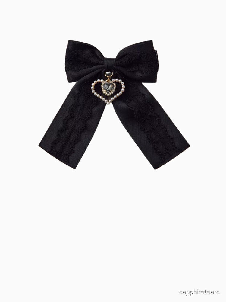Balletcore Coquette Black Heart Bow by sapphiretears