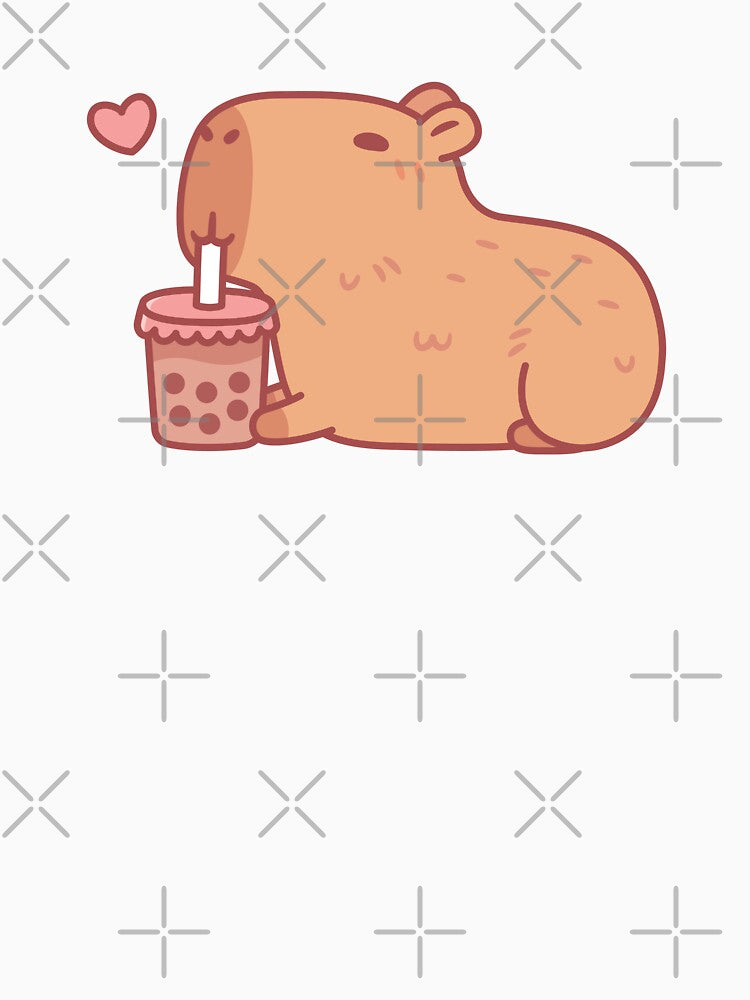 Cute Capybara Chilling With Bubble Tea by rustydoodle