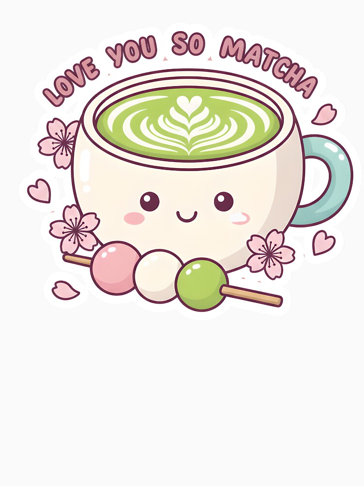 Love You So Matcha – Kawaii Matcha Latte Cherry Blossom Cute Pun by GiftsCreek