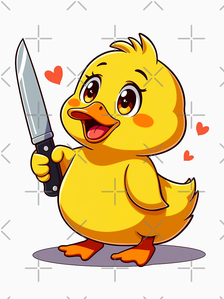 Funny and Cute Anime Duck With Knife by ThreeftlyPicks