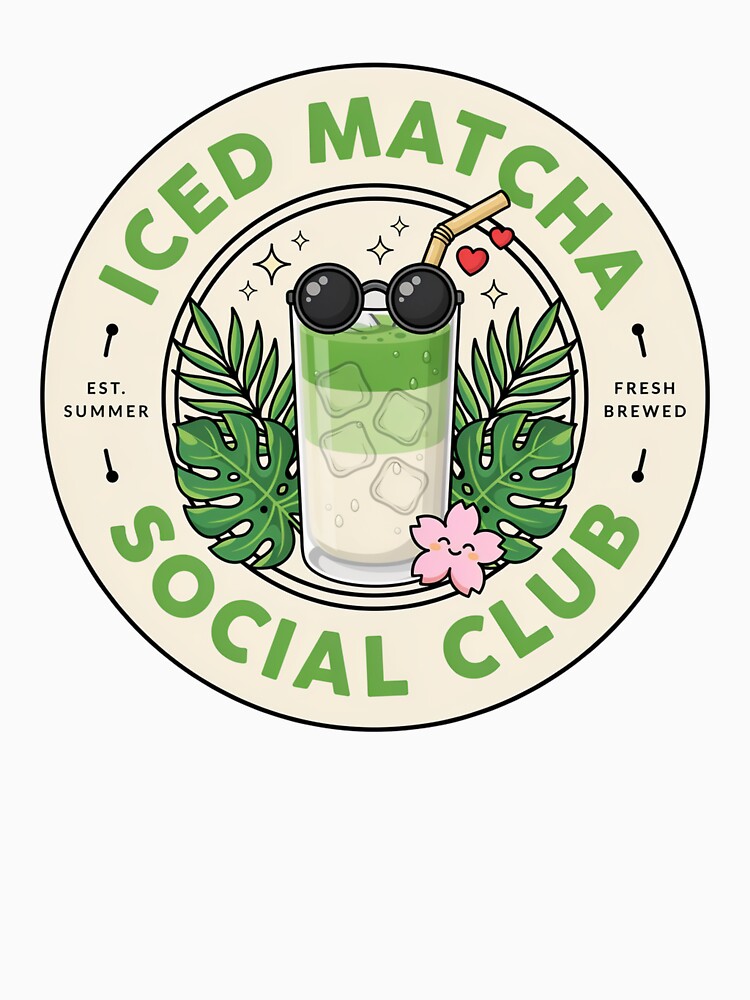 Iced Matcha Social Club – Cute Summer Matcha Latte Lover Aesthetic Design by ArcticFoxStudio