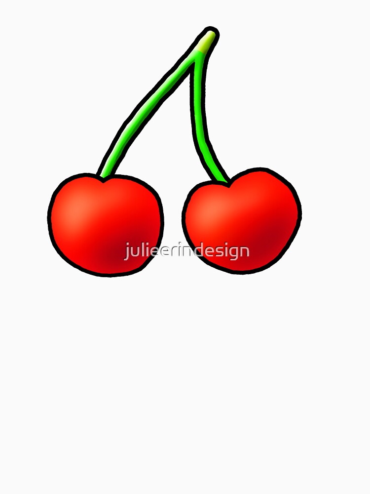 Red Cherry Pattern White by Julie Erin Designs