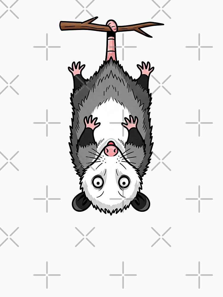 Cute Hanging Upside Down Opossum by TeeARTHY