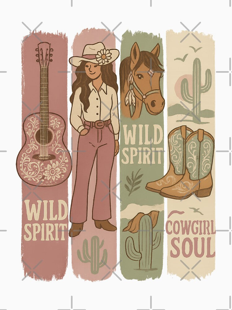 Wild Spirit Cowgirl Soul – Retro Western Cowgirl Sticker by inkoutninja