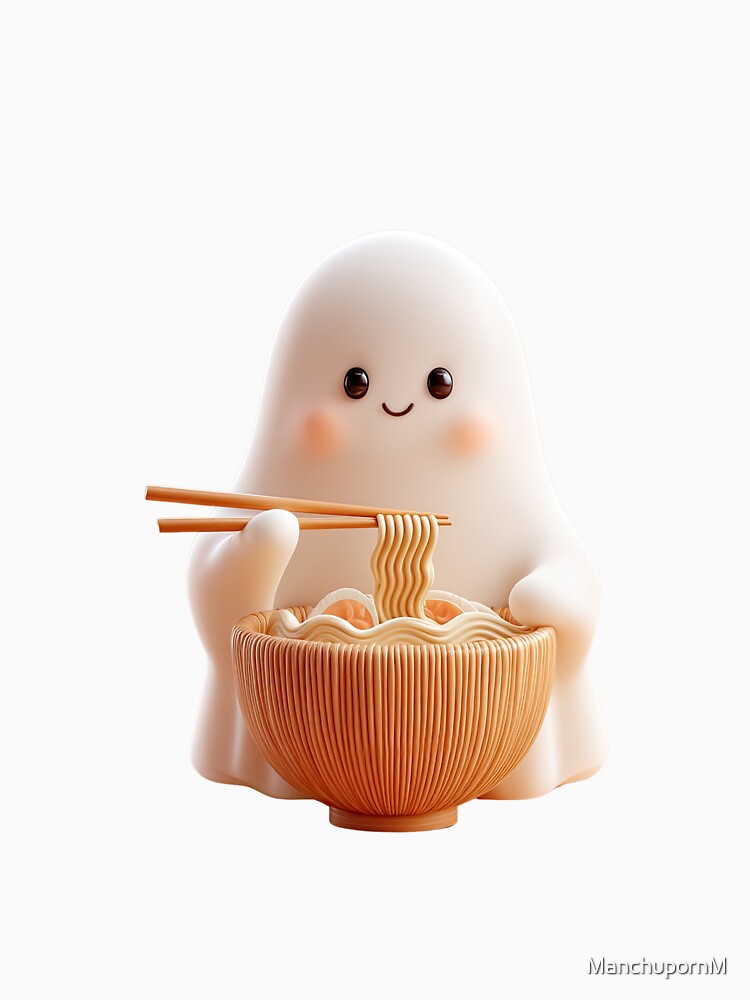 Cute Ghosts, Ghost Eating Ramen in Hoodie by ManchupornM