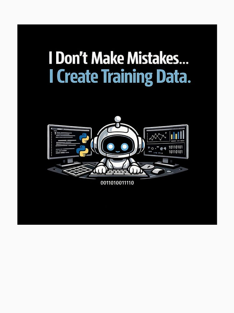 I Don't Make Mistakes, I Create Training Data – Funny AI Developer T-Shirt by TeeTerminal